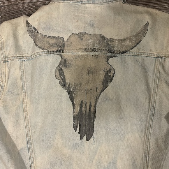 NWT DENIM & SUPPLY RALPH LAUREN DISTRESSED OX SKULL DENIM JEAN JACKET SIZE L - Picture 2 of 12